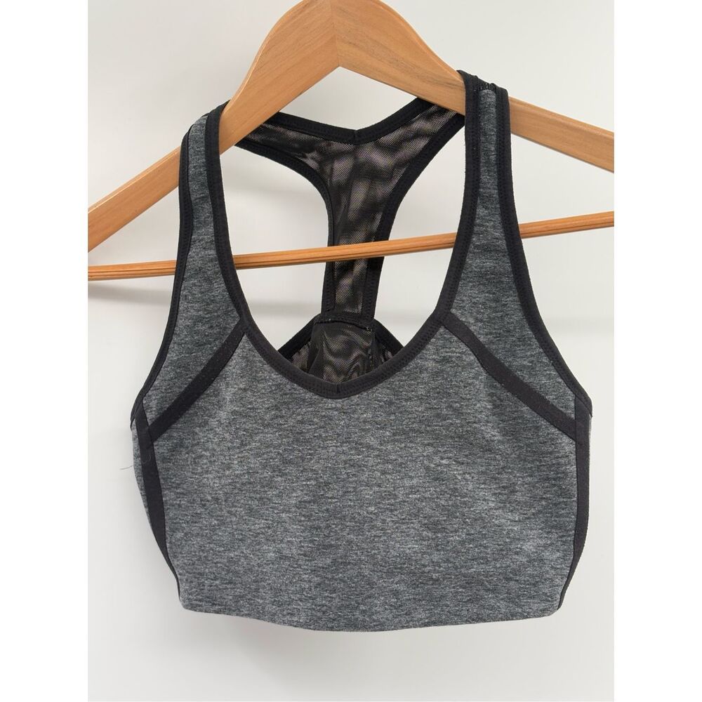The North Face Sports Bra Women Size Medium Gray Black Racerback Lightly Padded
